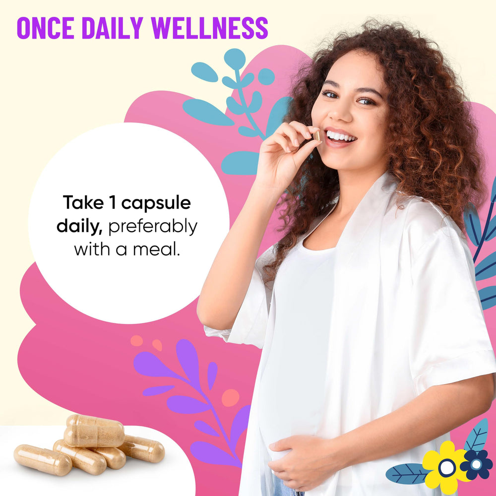 Mama's Select Prenatal bottle top emphasizing convenient once-daily dosing.