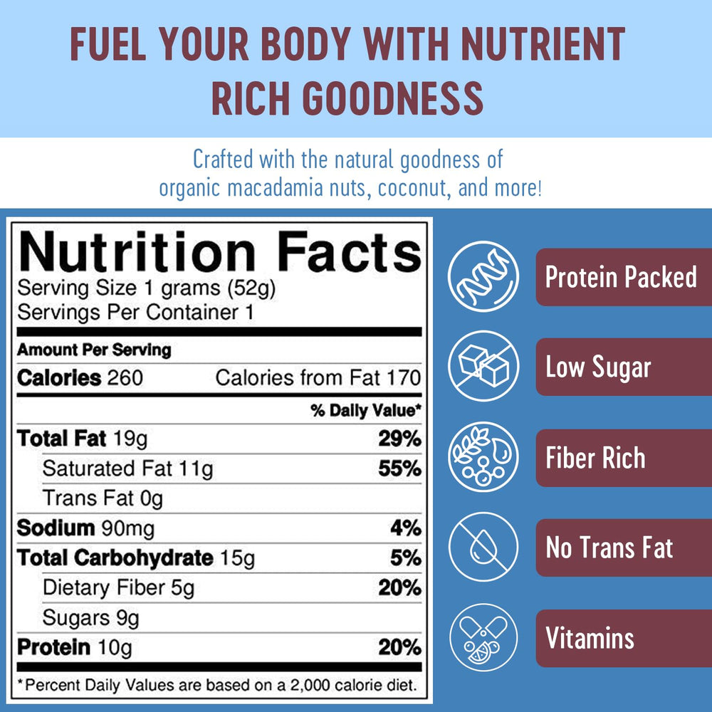 Mammoth Bar ingredients: almond and vanilla showcase clean, simple nutrition.