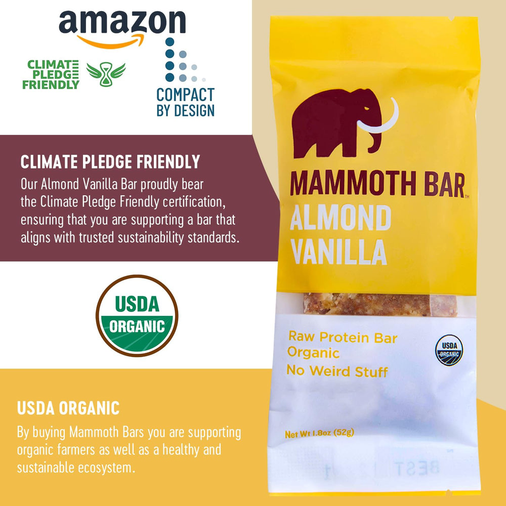 Mammoth Bar Almond Vanilla supports paleo gluten-free snacking with organic ingredients