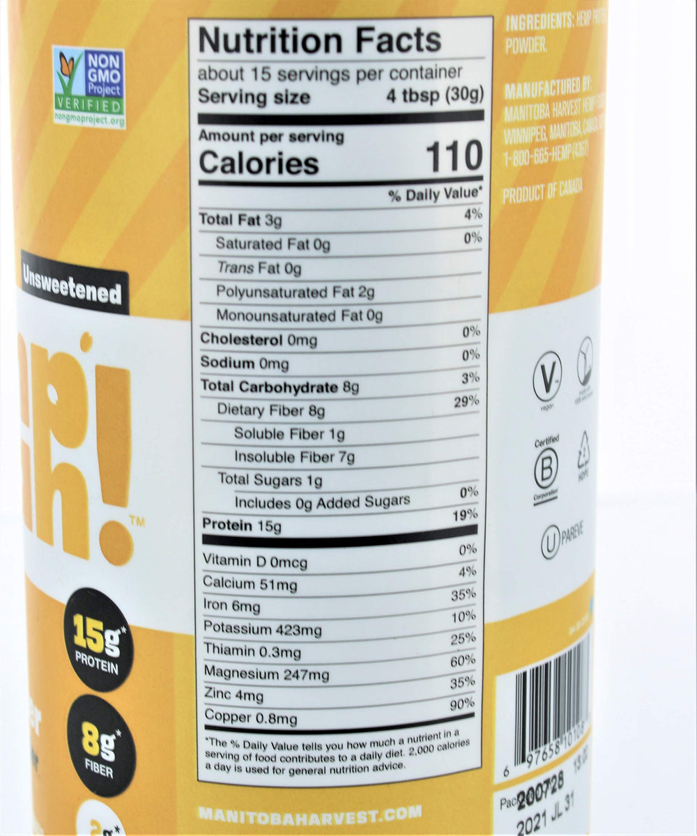 Manitoba Harvest hemp protein powder scoop for convenient serving in shakes