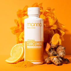 Manna Vitamins Evolved liposomal curcumin bottle highlights enhanced absorption for daily joint support.