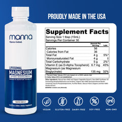 Manna liposomal magnesium pour illustrates easy dosing for daily calm and focus.