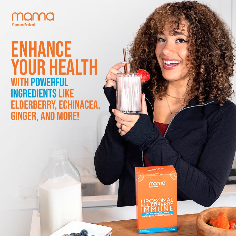 Individual sachets and a bottle showing travel-friendly immune support