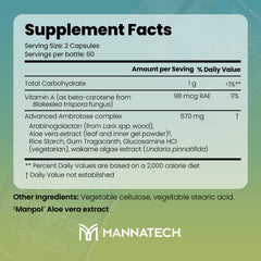 Mannatech Advanced Ambrotose capsules close-up highlighting easy intake