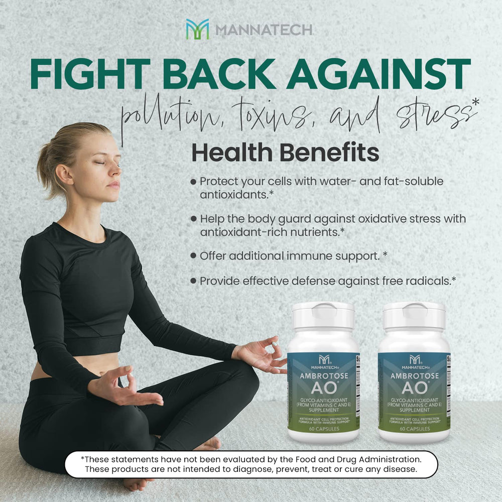 Ambrotose AO bottle label emphasizing gluten-free, dairy-free, and vegetarian-friendly formulation.