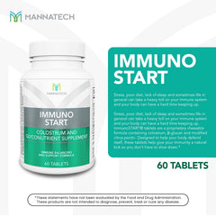 ImmunoSTART tablets close-up emphasizing small lactose content per tablet.