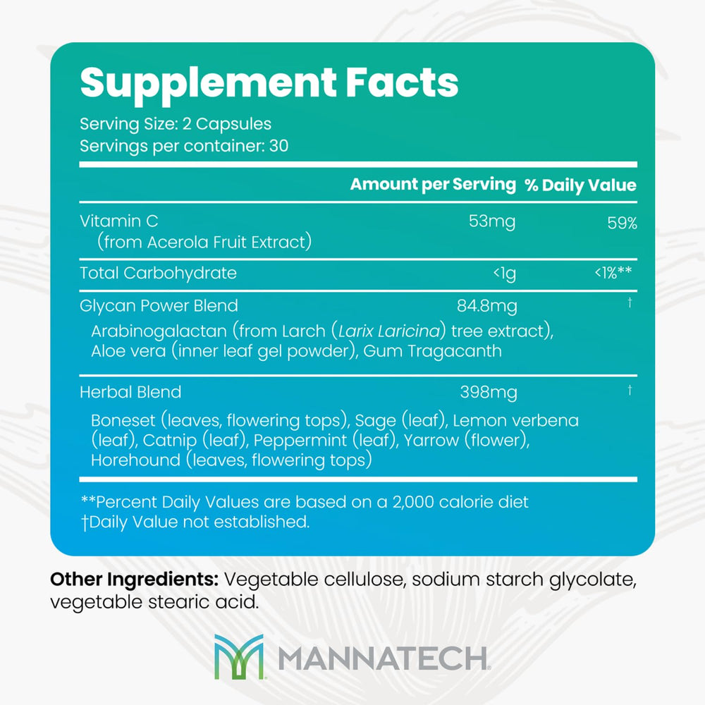Manna-C capsules close-up showing easy-to-take daily wellness support.