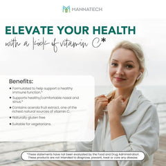 Manna-C capsules in hand illustrate convenient daily capsules.