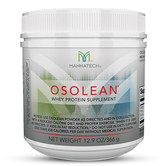 Mannatech OsoLean protein powder canister for easy daily nutrition and satiety