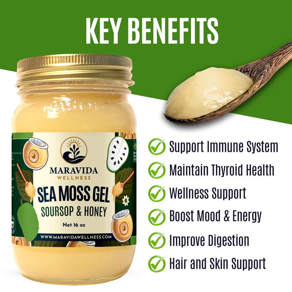 Maravida Sea Moss Gel added to tea for natural flavor and wellness.