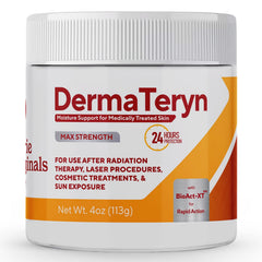 Marie Originals DermaTeryn sunburn cream bottle illustrating barrier protection for delicate skin.