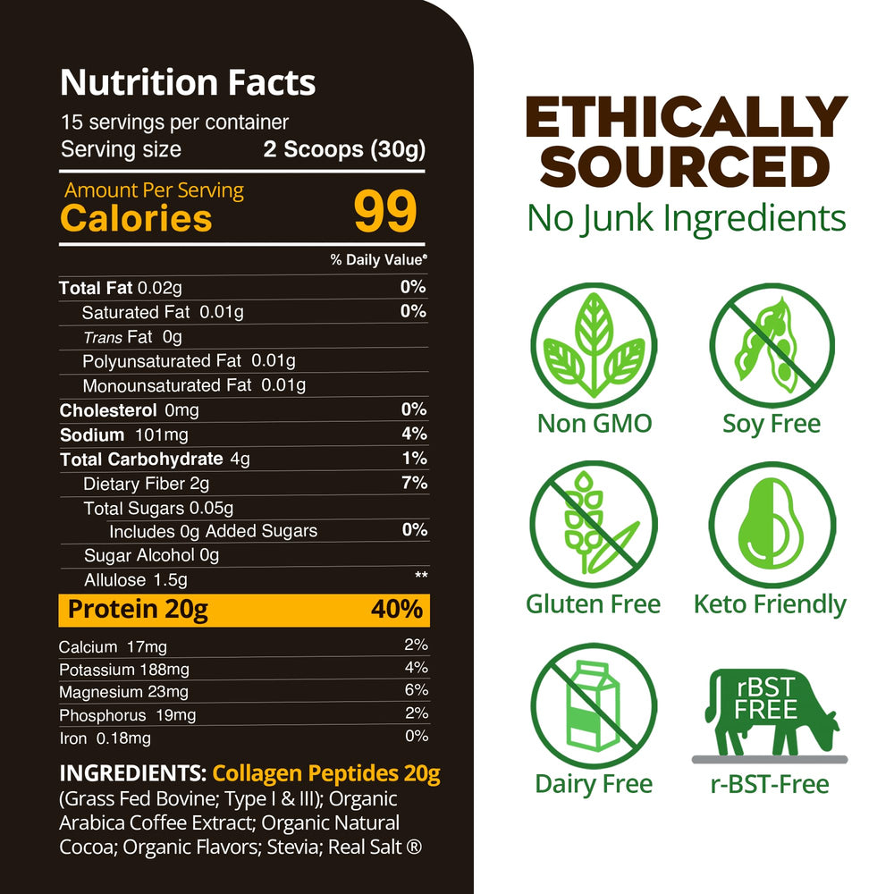 MariGold grass-fed Type I and III collagen peptides for a protein-rich blend.