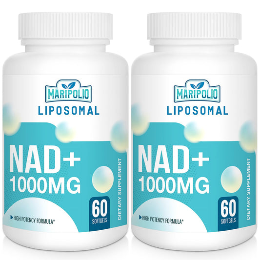 Maripolio Liposomal NAD+ 1000 mg bottle on a shelf supports daily energy.