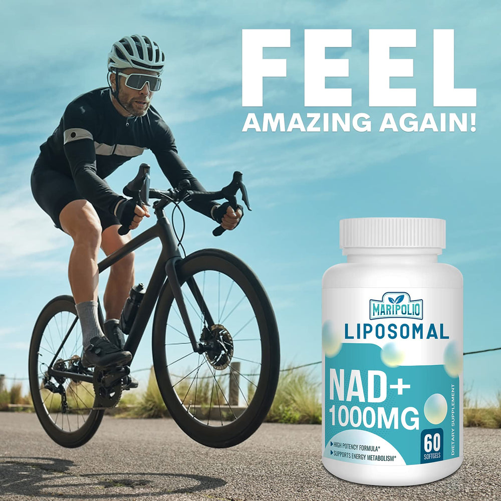 Maripolio NAD+ ingredients visual communicates liposomal delivery.