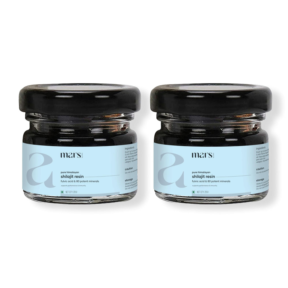 Mars Shilajit resin two-pack in a jar for daily vitality