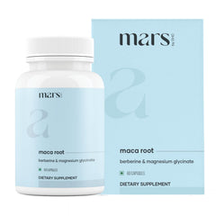 Mars Maca Root Caps capsules closeup highlighting easy daily intake.