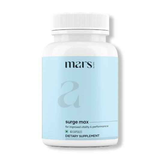 Mars Surgemax bottle front for daily vitality with clear branding