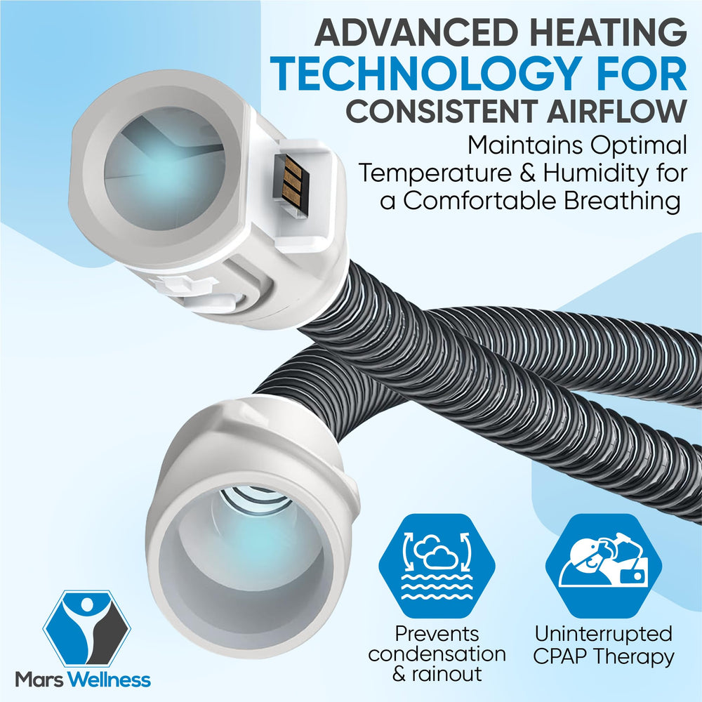 Mars Wellness CPAP heating tube highlighted for durability and easy maintenance