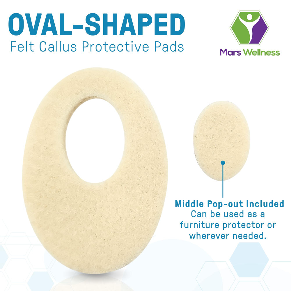 Mars Wellness self-adhesive oval pad sticks securely inside shoes.