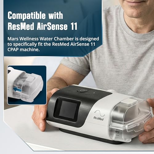 Mars Wellness water chamber demonstrates easy install into ResMed Airsense 11 for quick setup.