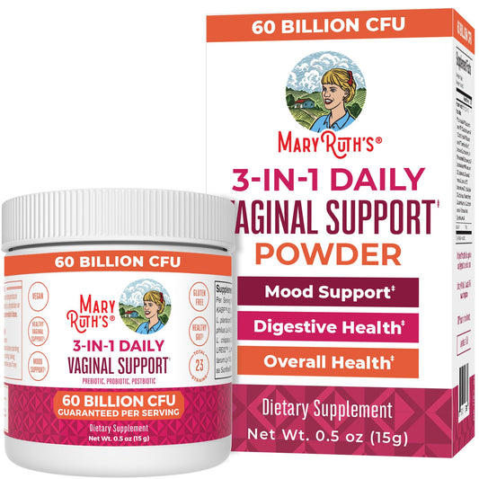 MaryRuth's 3-in-1 probiotics bottle for daily vaginal and gut support.