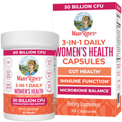 MaryRuth's 3-in-1 Daily Health Probiotics bottle front for easy daily gut and hormone support.