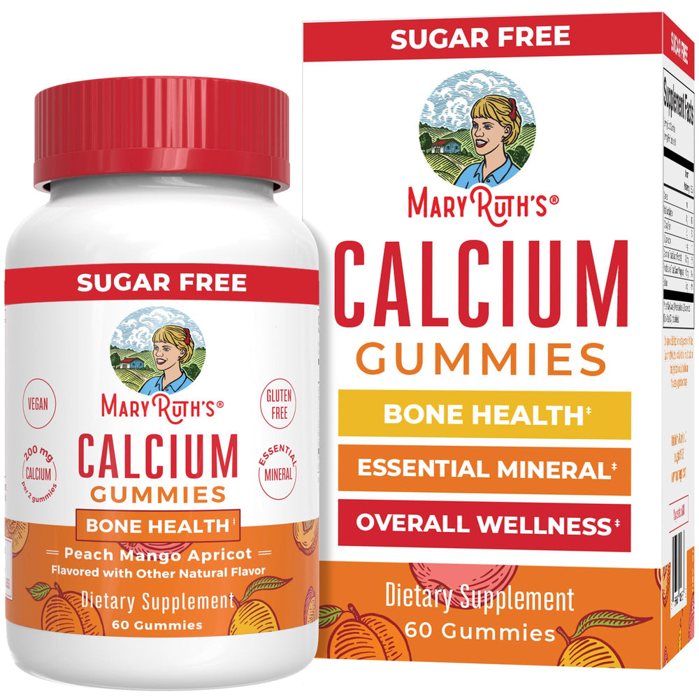 MaryRuth's Calcium Gummies bottle showing a sugar-free vegan calcium option for daily support