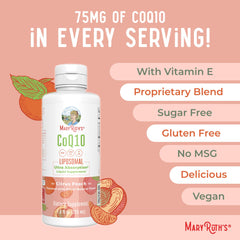 MaryRuth's CoQ10 7.6 oz bottle packaging shown.