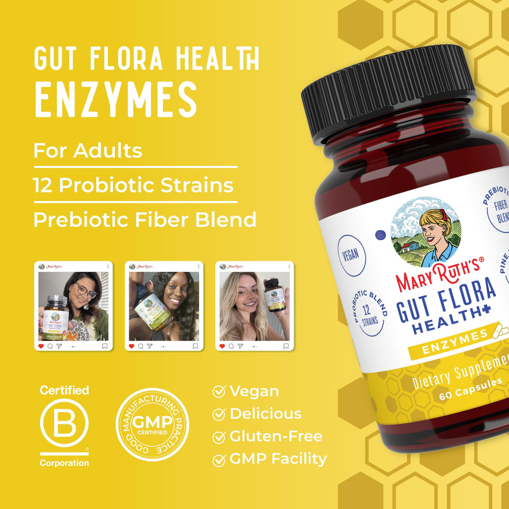 Vegan capsules from MaryRuth's Gut Flora Health+ Enzymes