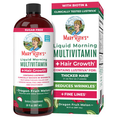 MARYRUTH'S Liquid Multivitamin + Hair Growth bottle supports daily wellness and hair health.