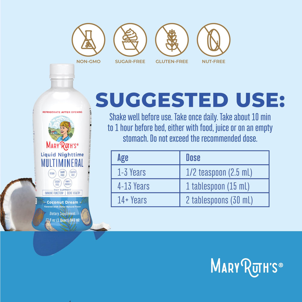 Pineapple flavor of MaryRuth's Nighttime Multimineral ready to mix into nightly routine