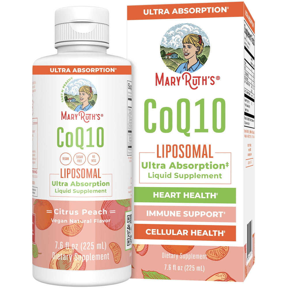 MaryRuth's CoQ10 liquid bottle with liposomal formulation for enhanced absorption.