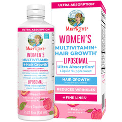 MaryRuth's Lustriva bottle showing potential hair thickness support in liposomal formula
