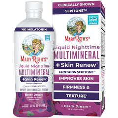MaryRuth's Nighttime Multimineral bottle for a bedtime skincare routine.