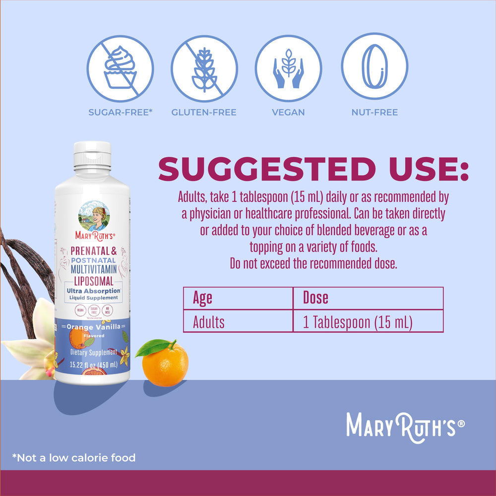 MaryRuth's Prenatal Liposomal serving spoon with 15 mL measurement