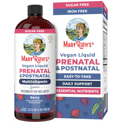MARYRUTH'S prenatal-postnatal liquid bottle for convenient daily supplementation.