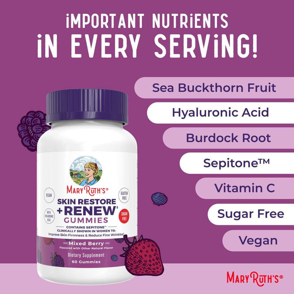 Sepitone ingredient highlight with MaryRuth's gummies for elasticity support.