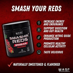 MASF Smashin' Reds beet root base—natural antioxidants for daily performance.