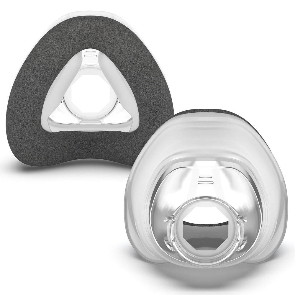 Masktouch 2-pack memory foam cushions for AirFit N20, front view showing snug fit.