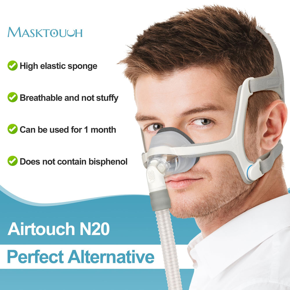 Masktouch 2-pack memory foam cushions for AirFit N20, side view showing flexible seal.