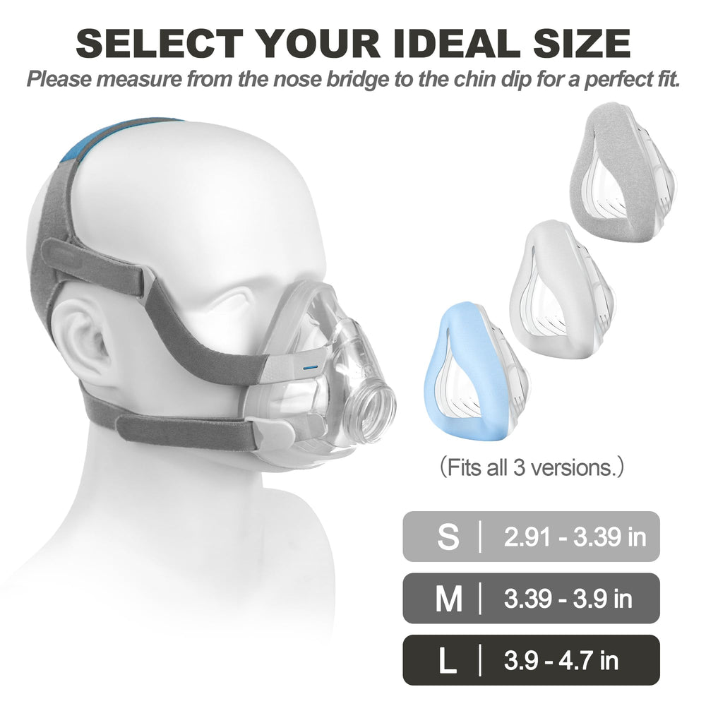 MaskTouch fabric seal close-up on frame shows durability and silicone-free contact.