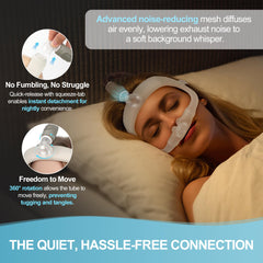Masktouch noise-reducing mesh diffuses air for a quieter CPAP session.
