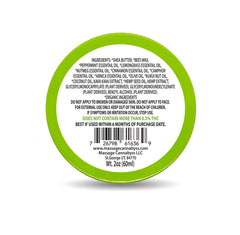 Massage Cannabyss Hemp Muscle Balm lab-test scene showing third-party verification for non-psychoactive topical care.