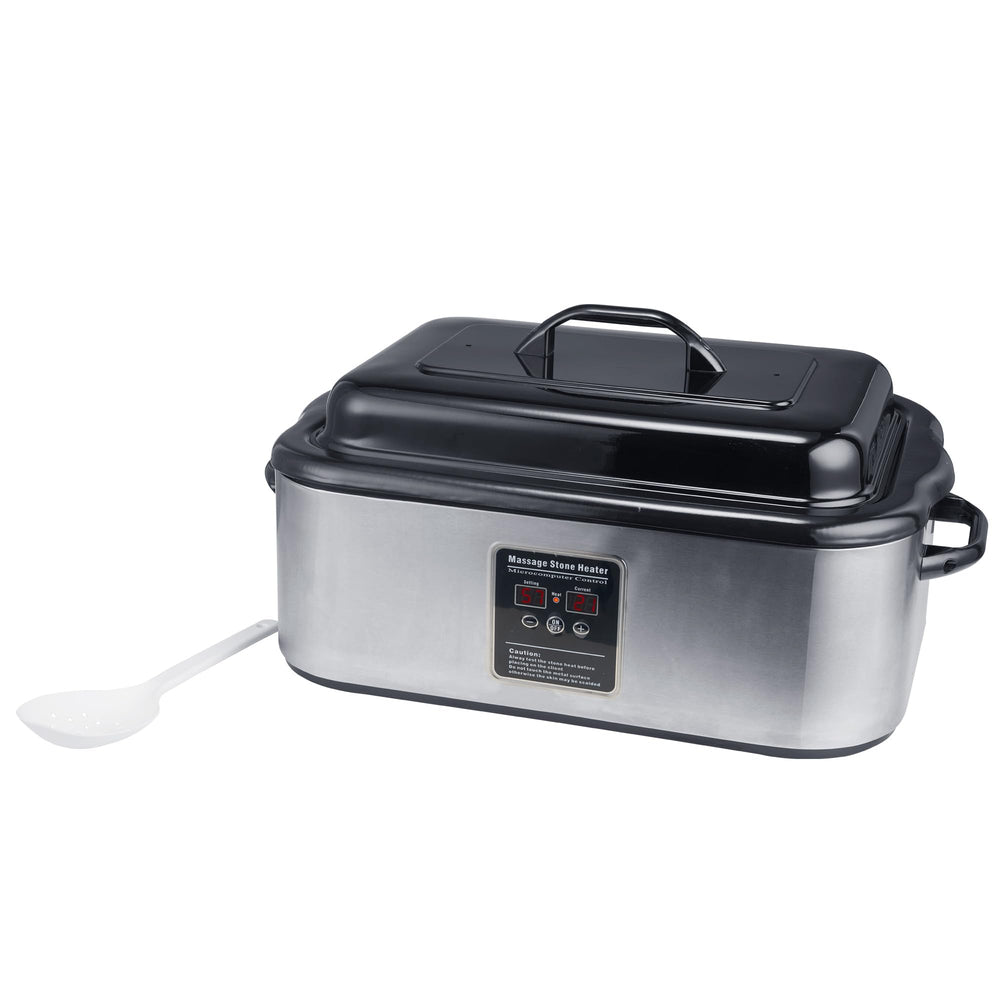 18-quart capacity holds 100–120 stones for versatile session planning.