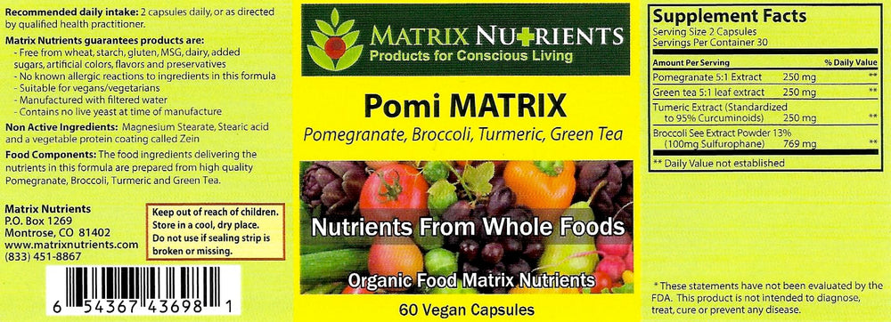 Close-up of POMI Matrix capsules for easy daily intake