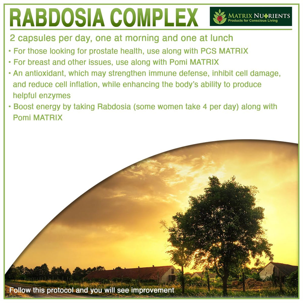 Matrix Nutrients Rabdosia Complex daily use concept with glass of water.