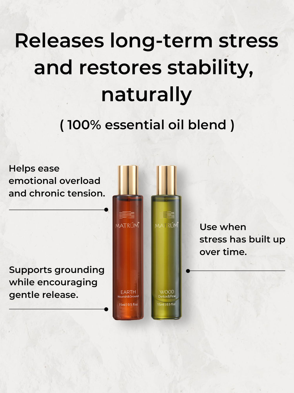 MATRÚM Wood Earth duo packaging highlights natural wellness for home or travel.