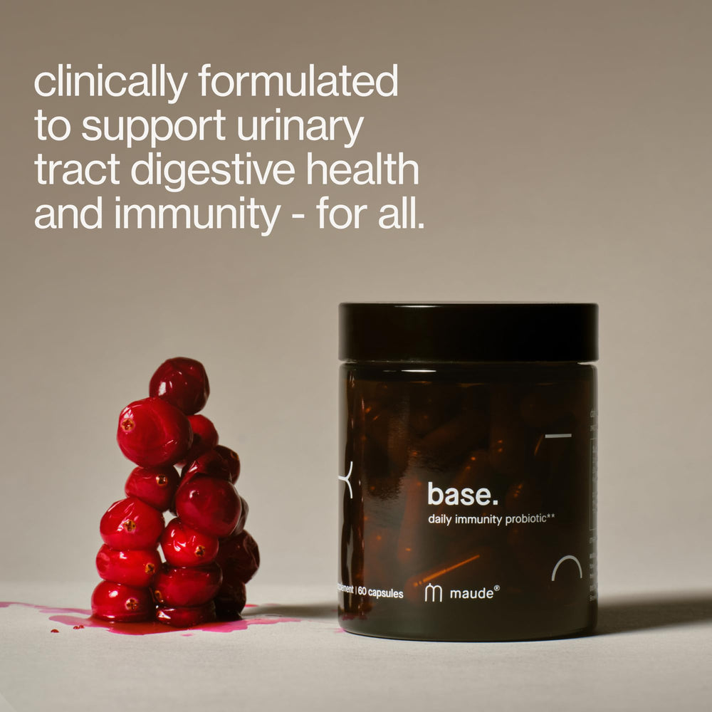 MAUDE Base label detail featuring cranberry and immune ingredients