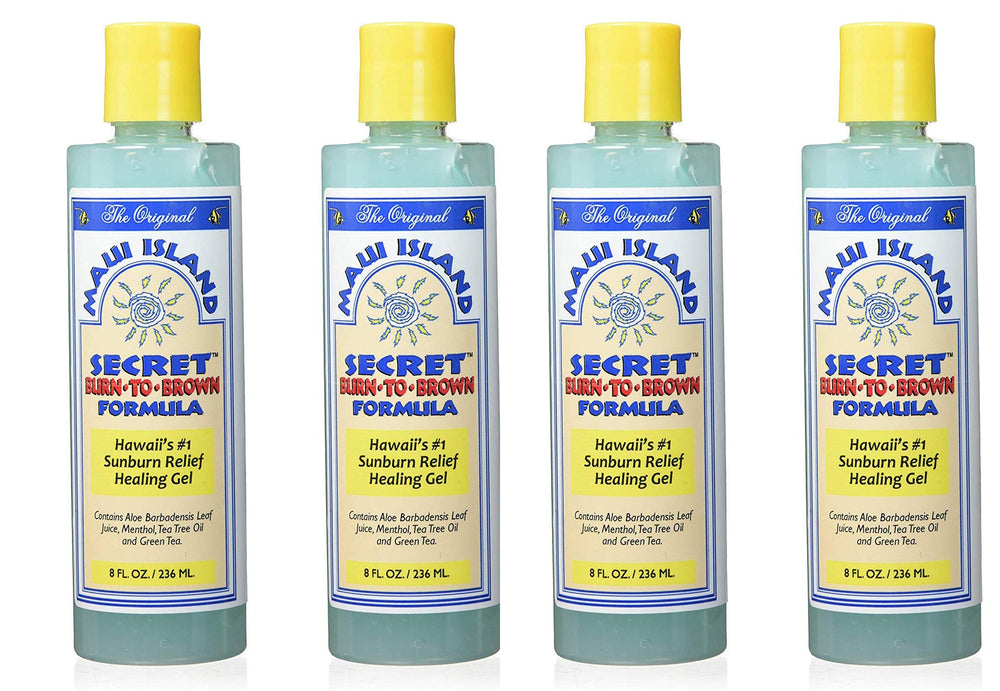 Maui Island Secret Burn to Brown 8oz bottle for soothing sunburn and minor irritations