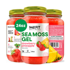 MAX FIT Sea Moss Gel 24oz gold jar closeup for a premium, versatile supplement